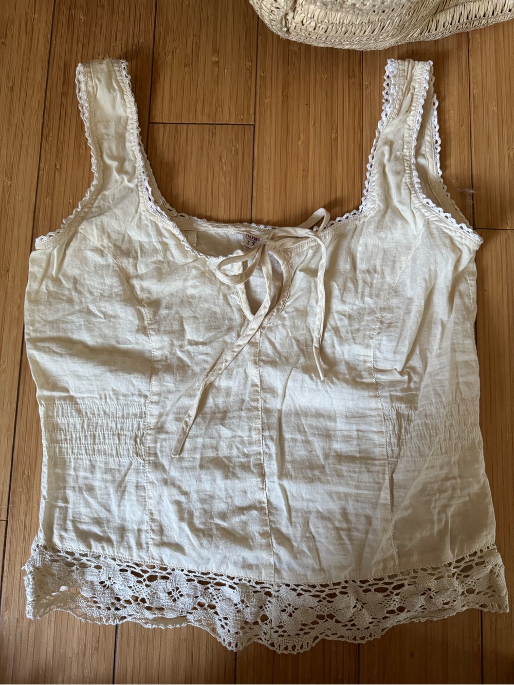 Women's Cream Lace-Trim Tank Top